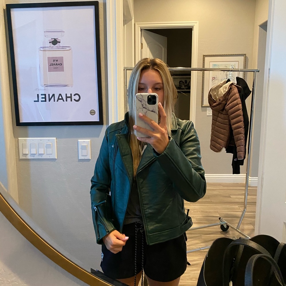 Green Romeo and Juliet faux leather jacket